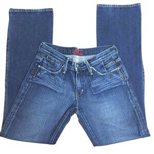 Vintage BLUE CULT Low Rise Slim Bootcut Jeans 28x30 Y2K Grunge USA Dark Wash